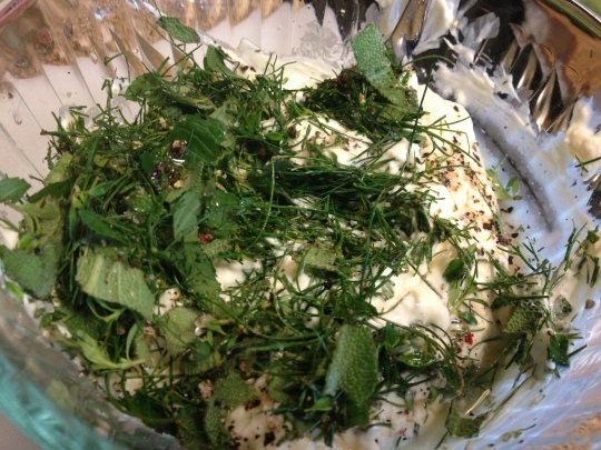 Chop Herbs and add to Softened Cream Cheese